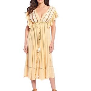 Free People Will Wait For You Midi in Garbanzo Bean Combo Dress XS